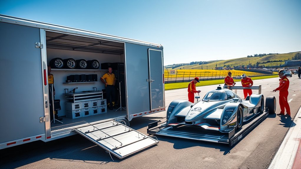 race car trailer setup