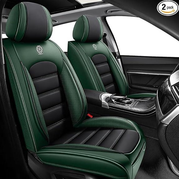 Jeep Grand Cherokee PU Leather Seat Covers (Black & Green Front Set)