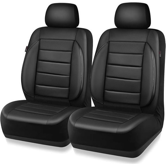 CAR PASS Faux Leather Front Car Seat Covers (2-Piece Black)