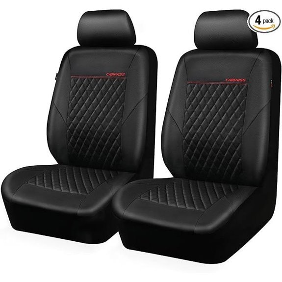 CAR PASS Leather Front Seat Covers 2-Pack Black