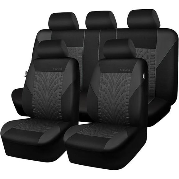 CAR PASS Car Seat Covers Full Set (Charcoal)