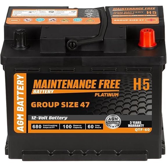 H5 Group 47 AGM Automotive Battery 12V 60Ah
