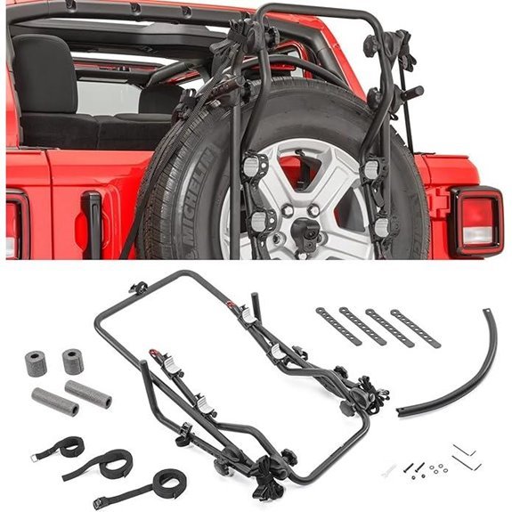 Quadratec 2-Bike Spare Tire Mount Bike Rack for Jeep Wrangler