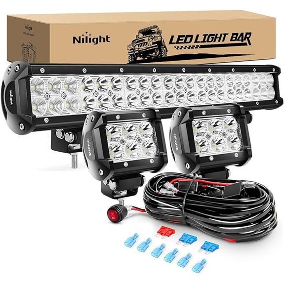 Nilight 20 LED Light Bar with 4 Pods & Wiring Harness