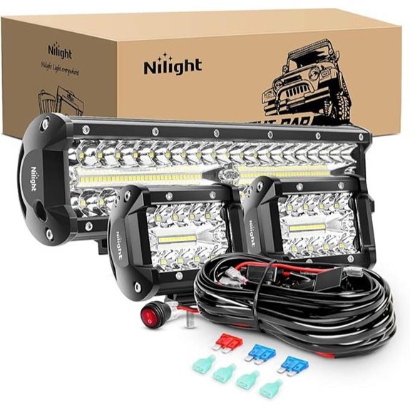 Nilight 12 LED Light Bar Set with Wiring Harness
