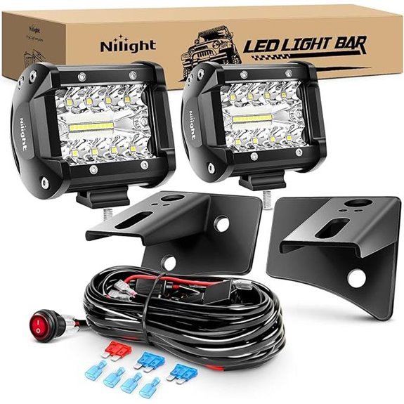 Nilight 4 LED Pods with Wrangler Mounting Brackets Kit