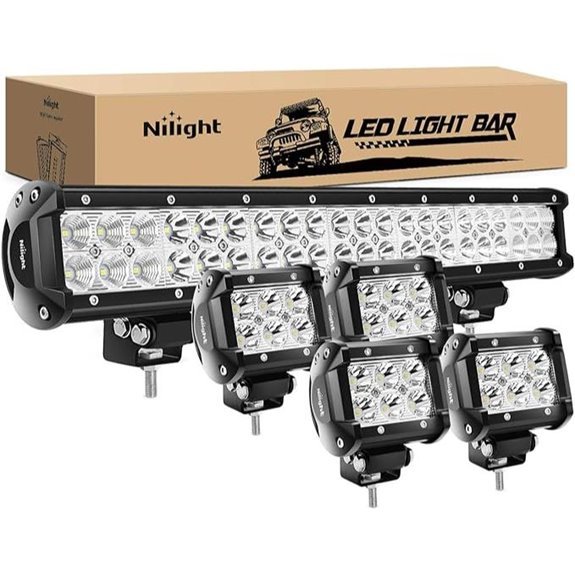Nilight 20Inch LED Light Bar with 4 Spot Pods