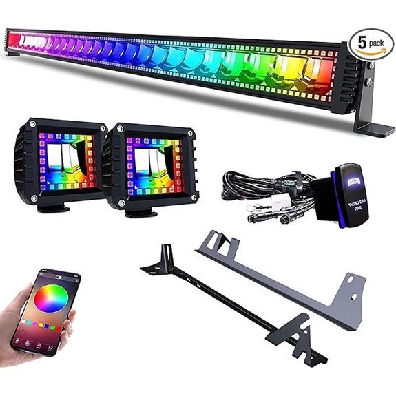 RGBW LED Light Bar 52 with RGB Pods & Mounting Brackets for Wrangler JK