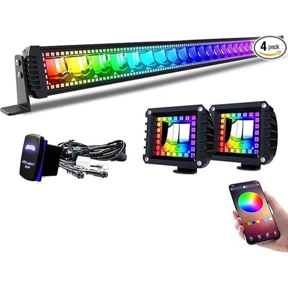 Lpteso RGBW LED Light Bar 52 300W with RGB Pods and Halo Ring