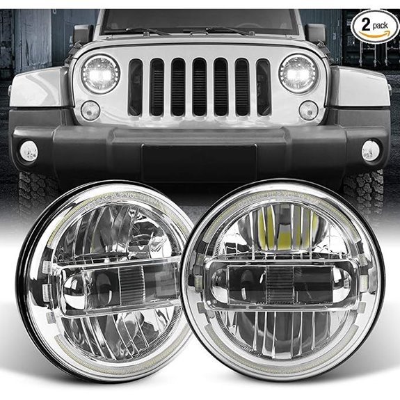 LX-LIGHT 7 Round LED Headlights for Jeep Wrangler (Silver)