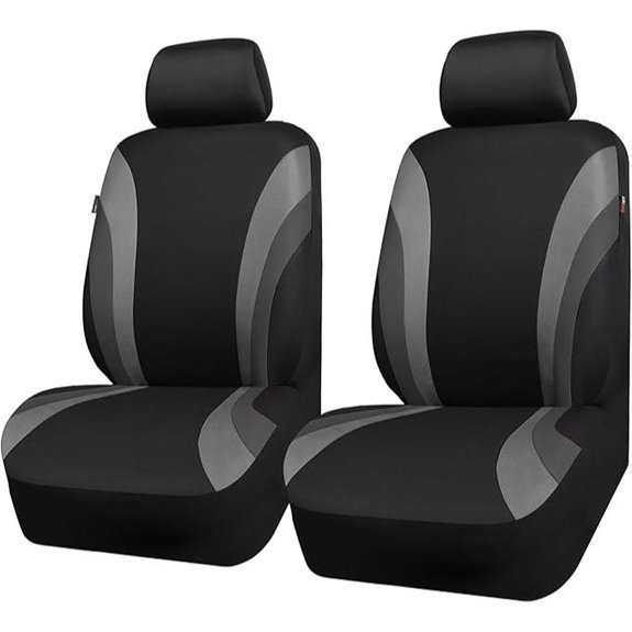 CAR PASS Sporty Front Seat Covers (2-Pack Black/Gray)