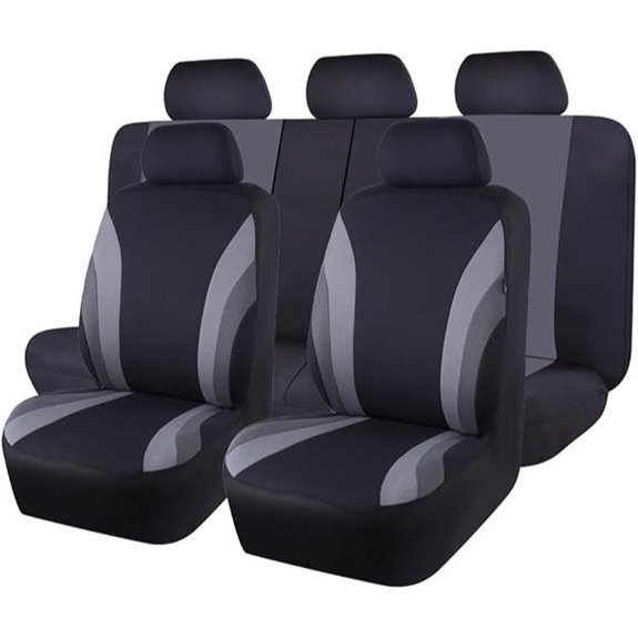 CAR PASS Line Rider Sporty Cloth Car Seat Cover 11-Piece Set (Black/Gray)