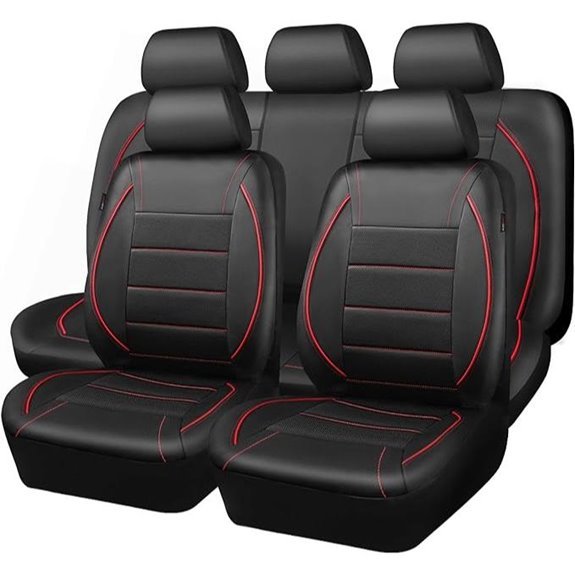 CAR PASS Universal Leather Car Seat Cover (Black/Red)