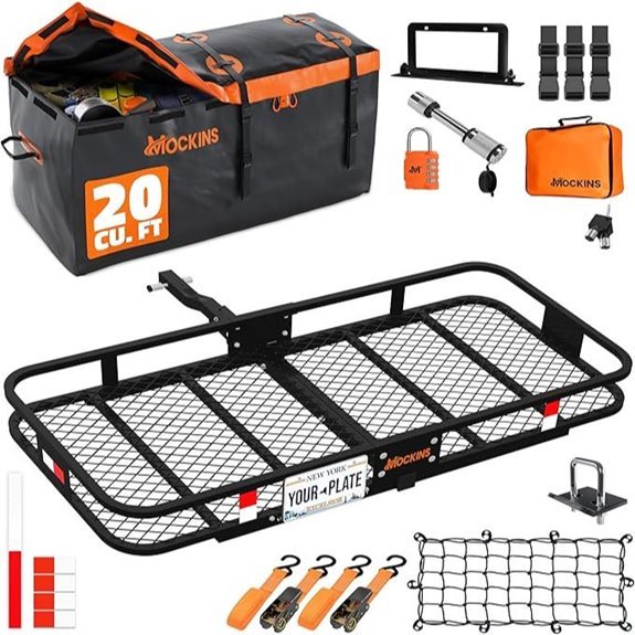 Mockins Folding Hitch Cargo Carrier with Waterproof Cargo Bag