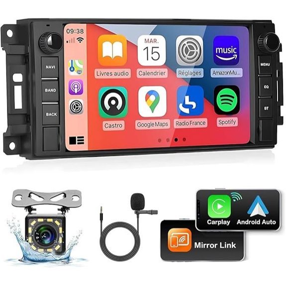 Double Din Android Car Stereo with Wireless CarPlay & Backup Camera